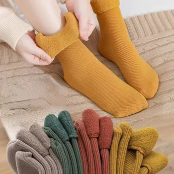 Новые носки, зимние носки, женские осенне-зимние толстые утеплители, напольные носки средней длины, осенне-зимние махровые домашние носки
