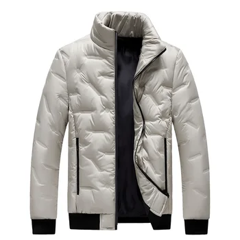 Осень и зима 2023, Новая модная однотонная пуховая куртка, мужская повседневная свободная удобная толстая теплая высококачественная куртка