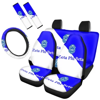 Zeta Phi Beta Print 7шт Подушка Переднего/Заднего Автокресла Прочная Мягкая Прочная Крышка Рулевого Колеса Набор Дышащих Чехлов Для Ремней Безопасности