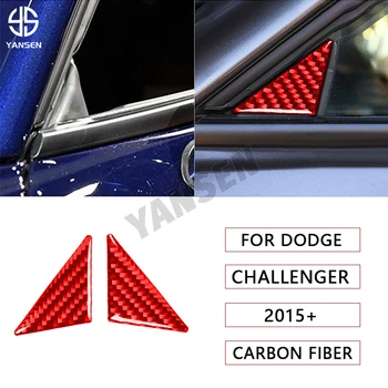 Для Dodge Challenger 2015 + Карбоновое Переднее Стекло Автомобиля A-образная стойка Крышка Панели Стойки Наклейка Треугольная Отделка Двери Автомобильные Аксессуары