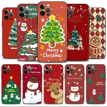 Веселая Рождественская Елка Снеговик Чехол Для Телефона Apple iPhone 15 15 11 14 13 12 Pro Max 13 12 Mini XR X XS 7 8 Силиконовый Чехол Fundas