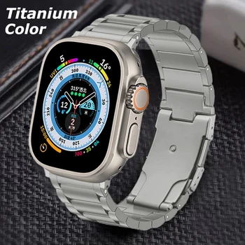 Титановый Металлический Ремешок Для Apple Watch Bands 44 мм 49 мм 45 мм 40 мм 41 мм 42 мм 38 мм Браслет-Звено iWatch Series 9 6 5 4 7 8 SE ultra 2
