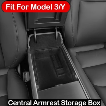 Ящик Для Хранения Центрального Подлокотника Автомобиля Tesla Model 3 Y 2024 Flocked/ABS Center Console Organizer Контейнерный Стеллаж
