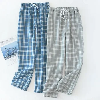 Пижамные брюки, низ, Пижамные хлопчатобумажные короткие пижамные штаны, мужская одежда для сна из марли, Домашняя одежда