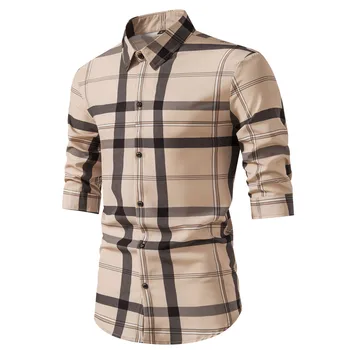 Новая мужская рубашка с коротким рукавом, полосатый отложной воротник, модный повседневный тренд, тонкая дышащая мужская одежда