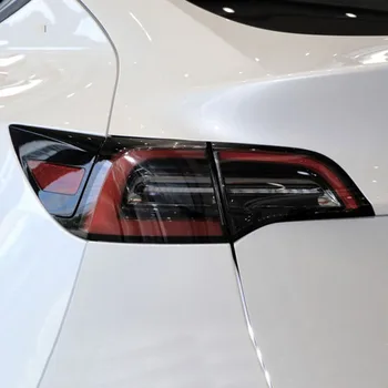 Наклейка для стайлинга автомобилей Tesla Model 3 /S /Y TPU Дымчато-черная Прозрачная Защитная пленка Аксессуары для фонарей заднего вида