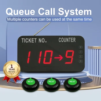 Система управления очередью, номер билета, система ожидания с голосовым сообщением на английском языке (3 кнопки + 1 дисплей)
