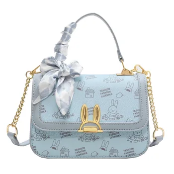 Женская сумка с милым мультяшным кроликом, новая женская сумка с буквенным принтом, трендовая маленькая квадратная сумка для девочек, ручная сумка через плечо