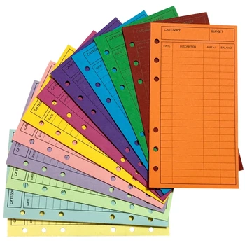 Упаковка из 12 красочных денежных конвертов Бюджетные конверты на 6 отверстий Цветные бюджетные листы размером 6,5 х 3,4 дюйма для бюджетной системы