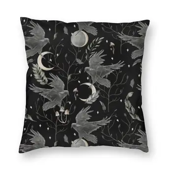 Чехол для подушки Crow Moon с двусторонним 3D принтом, напольная наволочка с изображением Жуткой ведьмы на Хэллоуин для дивана, наволочка на заказ, домашний декор
