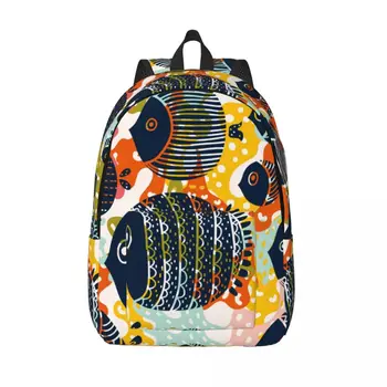 Рюкзак с рисунком красочной рыбы и морских животных Мужской Рюкзак для школьников Женский Рюкзак для ноутбука большой емкости