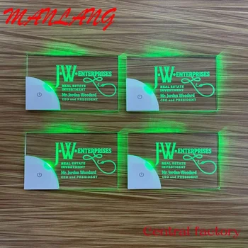 Изготовленная на заказ акриловая визитная карточка со светодиодной подсветкой, изготовленная на заказ визитная карточка с лазерной гравировкой