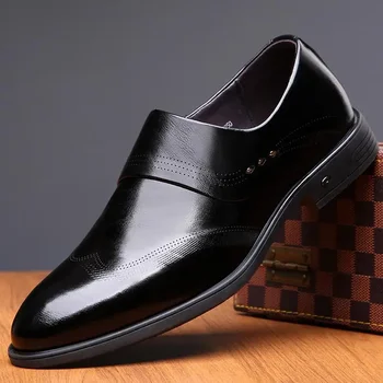 Кожаная обувь для стилиста, мужская осенняя деловая повседневная мужская обувь в британском стиле с низким верхом, Мягкая поверхность, мягкая подошва, рабочий костюм, черный