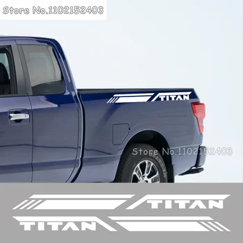 Боковые Наклейки На Багажник Автомобиля Для Nissan Titan Pro4X Truck Graphics Stripes Style Decals Виниловая Крышка Автотюнинг DIY Аксессуары