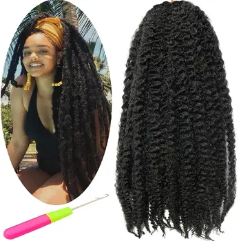 Синтетические весенние волосы в стиле афро, связанные крючком, предварительно разделенные Мягкие косички Marley для наращивания волос для женщин