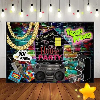 Неоновые Граффити 80-х 90-х, ретро-хип-хоп, Фоновая фотография, вечеринка, Украшение на День Рождения, Фоновые фотографии, баннер