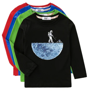 Рубашка с длинными рукавами для мальчиков, забавная футболка с космонавтом, весенне-осенняя хлопковая одежда, модные топы для космонавтов