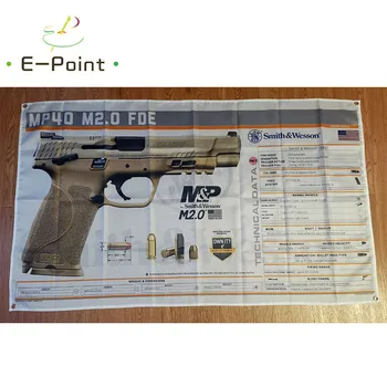 S & W MP40 M2.0 PDE Пистолет Флаг 3 фута * 5 футов (90* 150 см) Размер Украшения для Домашнего Флага Баннер Внутренний Наружный Декор M172