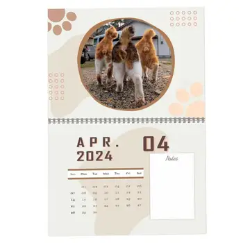 Милый настенный календарь 2024 Cat Butt Calendar Работает с января 2024 года По декабрь 2024 года Милый Ежедневник для планирования на стене