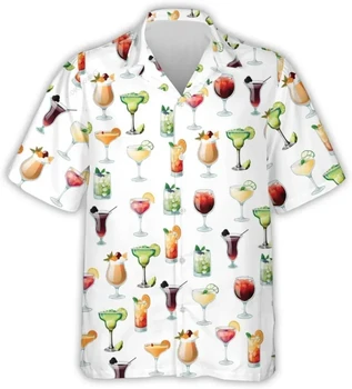 Модные Мужские Гавайские Рубашки Пляжный Графический Рукав Одежда Оверсайз Топы Короткая Повседневная Приморская Летняя Одежда Официальная Рубашка