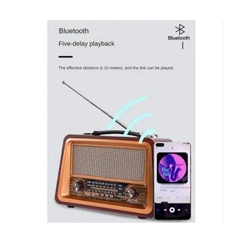 Портативное Деревянное Ретро-Радио Беспроводные Динамики Bluetooth Hi-Fi Стерео AM /FM-Радиоплеер USB TF AUX MP3, Цвет Красного дерева