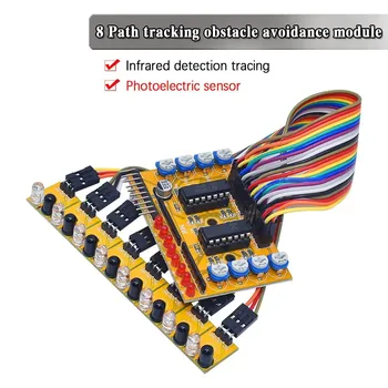 Восьмиканальный 8-канальный инфракрасный детектор, отслеживающий линию электропередачи, модуль датчика обхода препятствий для Arduino Diy Car Robot