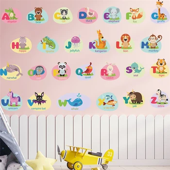 Изучаем английские буквы С милыми животными, наклейки на стены для украшения детской комнаты, настенная роспись с алфавитом, наклейки для дома, плакат для детской комнаты