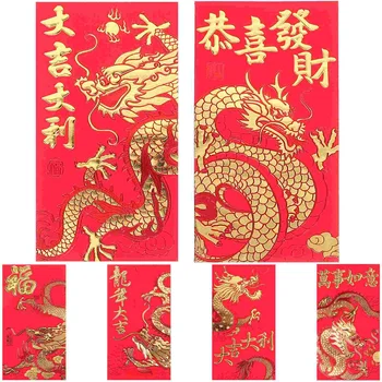 Красные конверты в Год китайского дракона, новогодний подарок, красный карманный конверт, весенний фестиваль, карманные сумки Lucky Money