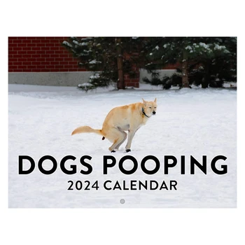 Собаки Какают 2024 Настенный календарь с забавным рисунком собаки 2024 Настенный календарь для новогодних Рождественских подарков