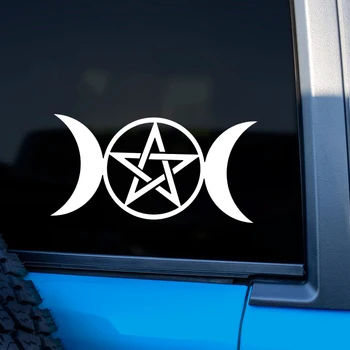 Преобразите свой автомобиль с помощью этой стильной викканской наклейки на автомобиль Double Moon Goddess -Для мотоциклов, грузовиков и ноутбуков!