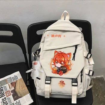 Аниме-игра Genshin Venti, Мона Каэдехара, Кадзуха, Камисато Аяка и др. Простой повседневный модный рюкзак Унисекс большой емкости в подарок