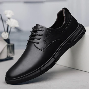 Мужская официальная обувь оксфорды на шнуровке из натуральной кожи Модные деловые туфли черного цвета Мужские итальянские офисные мужские туфли для свадебной вечеринки