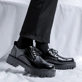 Мужская роскошная дизайнерская обувь, увеличивающие рост Лоферы для вечернего платья, Повседневная кожаная обувь в деловом стиле, свадебная мода, черный цвет
