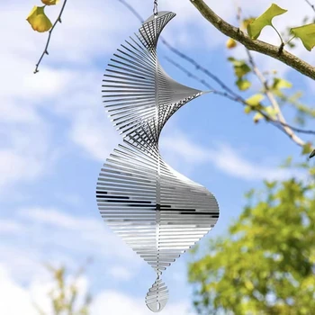Ветряные прядильни 3D Подвесной ветряной прядильщик Металлические скульптуры из нержавеющей стали Украшения, спиралевидные ветряные скульптуры Долговечны