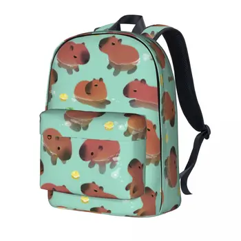 Рюкзак Capybath Time Женская ванна Спа Kawaii Рюкзаки с животным принтом Полиэстеровые школьные сумки Kawaii Дизайнерский рюкзак для пеших прогулок