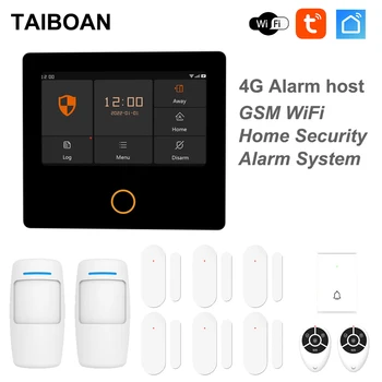TAIBOAN Smart Wireless 4G Alarm Host Комплекты GSM WiFi Домашней Охранной Сигнализации Встроенная Сирена Работает с Управлением приложением Tuya Alexa