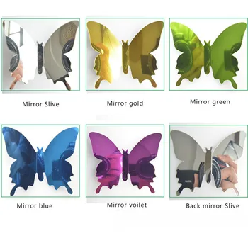 12ШТ. Зеркальное украшение в виде бабочки Искусство домашней комнаты 3D DIY Наклейки на стену