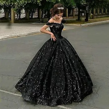 Сексуальные сверкающие черные платья для выпускного вечера в Дубае 2023, бальное платье для вечеринки, вечерние платья с открытыми плечами, женское вечернее платье большого размера