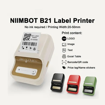 Niimbot B21 B1 Беспроводной принтер этикеток Портативный карманный принтер этикеток Bluetooth термопринтер этикеток Быстрая печать для домашнего использования в офисе