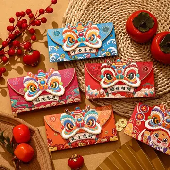 4ШТ красных конвертов на китайский Новый год 2024, конверты с деньгами на удачу в Год дракона Хунбао, красный пакет для украшения весеннего фестиваля