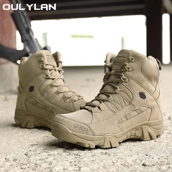 Армейские тактические ботинки Мужские Военные Пустынные водонепроницаемые рабочие защитные ботинки Тренировочные Альпинистские походные ботинки Мужские походные ботинки для кемпинга