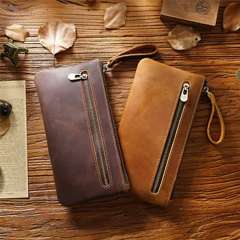 Кожаная застежка-молния, сумка для карандашей и ручек большой емкости, сумка с карманом на молнии, ретро-пенал для хранения канцелярских принадлежностей.