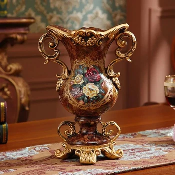 30-сантиметровая Европейская ваза из смолы, Стереоскопическая композиция из сушеных цветов, Качающаяся тарелка, украшения для входа в гостиную, украшения для дома