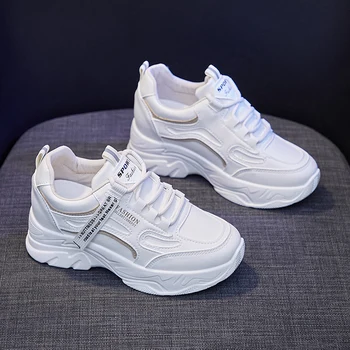 2023 новая брендовая обувь на танкетке, модные дизайнерские белые кроссовки, женская кожаная спортивная обувь для тенниса на толстой подошве, женские Zapatillas Mujer
