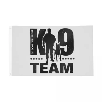 K9 Team K9 Unit Флаг Малинуа Двусторонний Открытый Баннер Бельгийская Собака 2 Люверса Декор Стен В Домашней Комнате Общежития