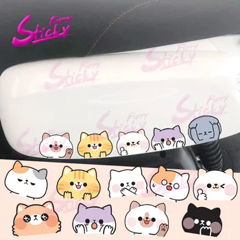 Набор наклеек для электровелосипеда Furry Sticky Cat Peeking в стиле Аниме, Автомобильные аксессуары для шлема, Наклейка для ноутбука на багажник