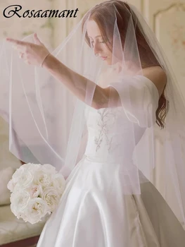 Простые свадебные платья с атласным бисером и кристаллами, свадебные платья А-силуэта с открытыми плечами, Свадебное платье Robe De Mariée