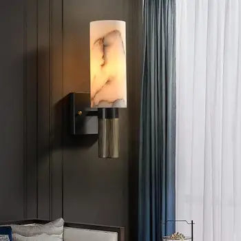 Китайский Традиционный Мраморный настенный светильник, Медный Настенный Светильник для Спальни, Лестницы, Простой гостиной, E27 LED промышленное настенное бра