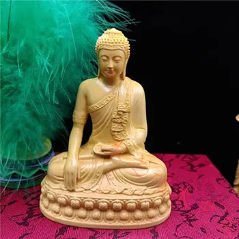 Индийские Мини-Фигурки Будды Шакьямуни Из Самшита, Статуи Будды 10 см, Украшения Для дома, Коллекционные Украшения