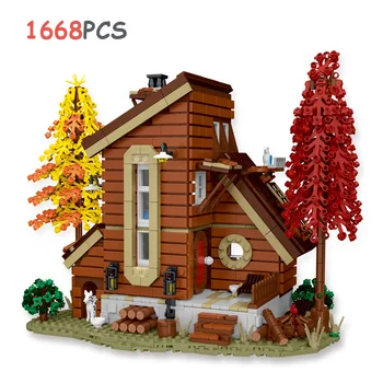 MORK 031071-3 Лесной Дом С Видом на улицу Совместим с Lego MOC Модульная Архитектура Строительные Блоки Кирпичи Развивающие Игрушки Подарки